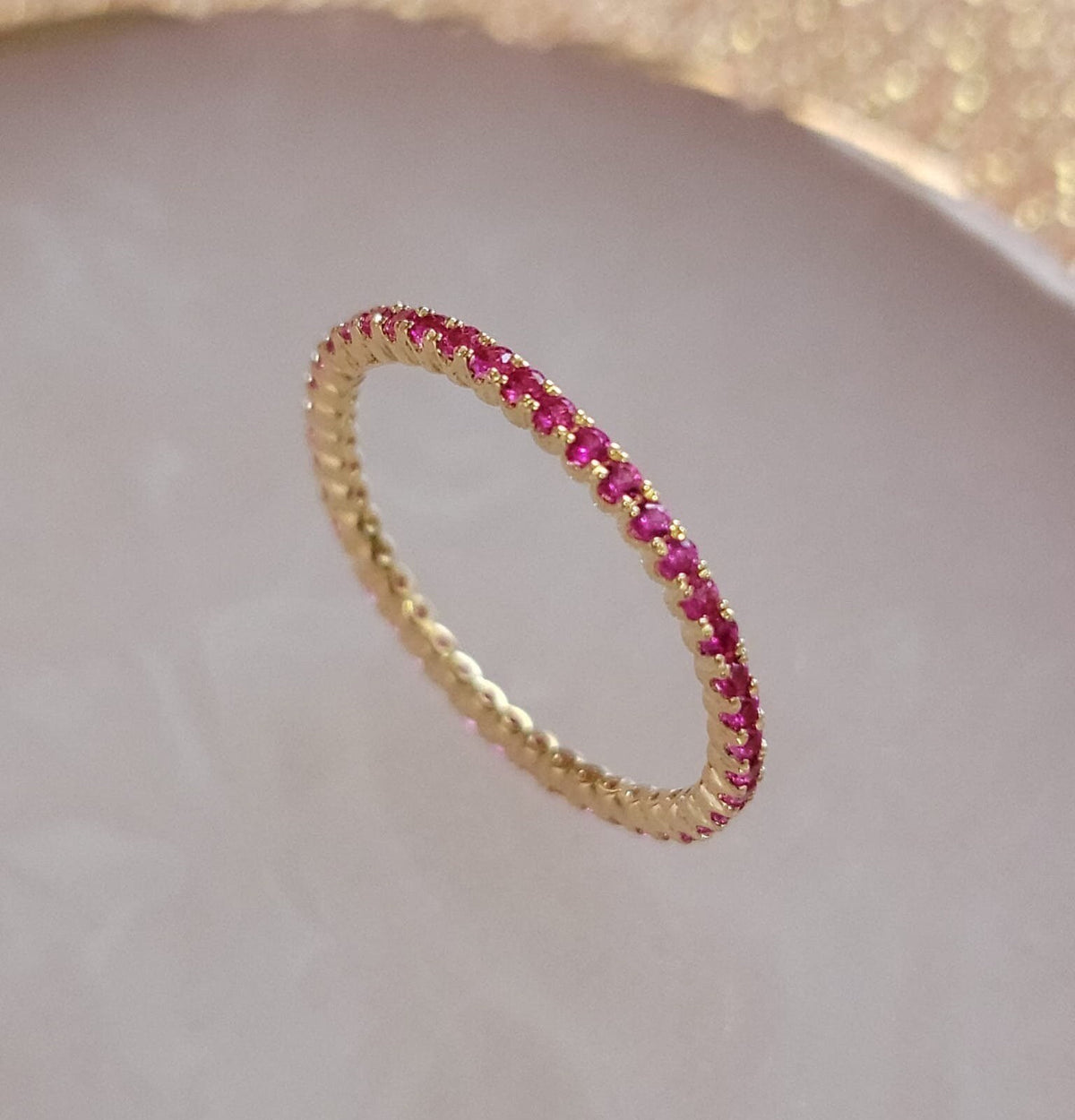 Natural Ruby Eternity Ring, 14K Solid Gold Eternity Band, Ruby Wedding Band, July Birthstone Band, Stackable Ring, Unique Wedding Band Women