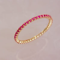 Natural Ruby Eternity Ring, 14K Solid Gold Eternity Band