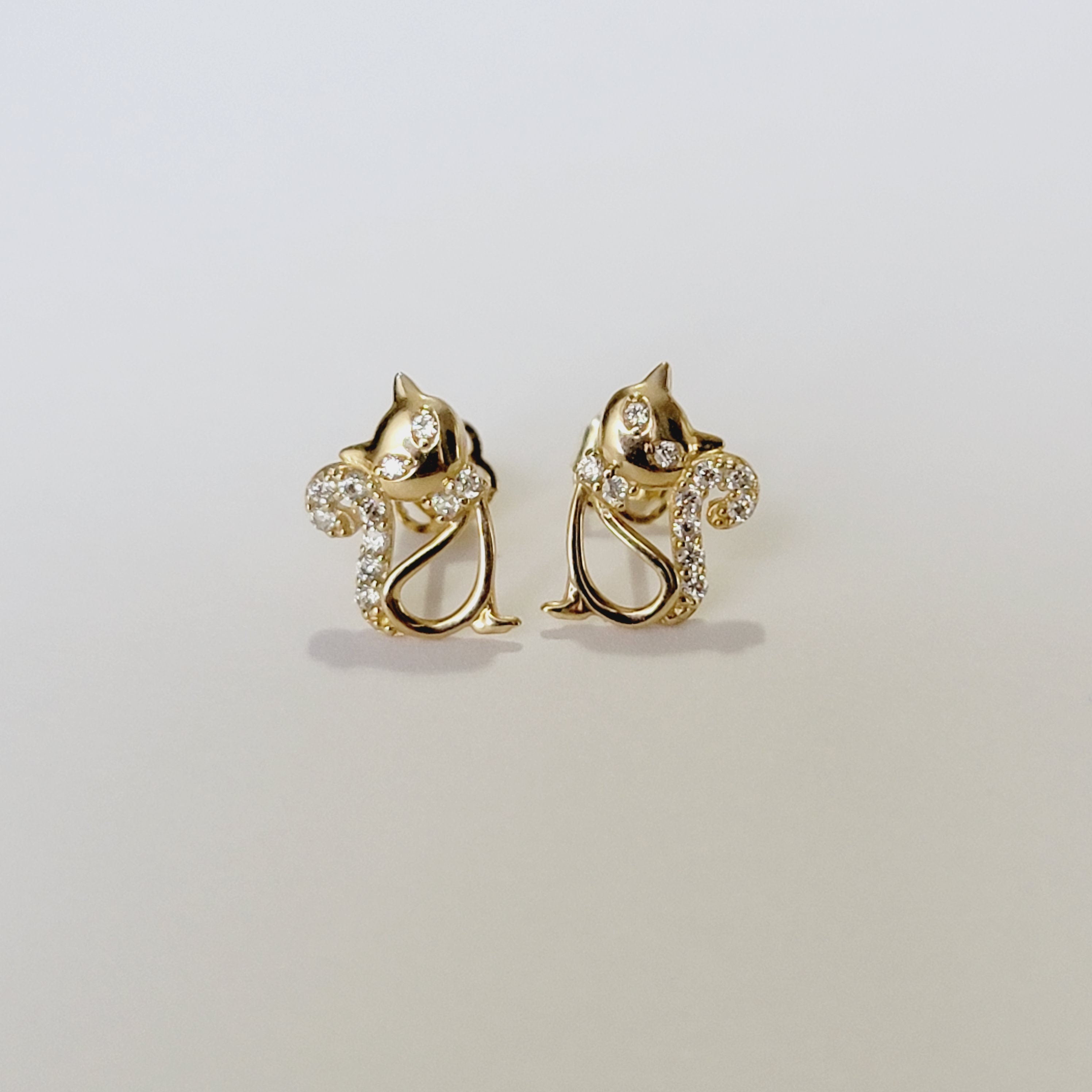 Diamond Cat Stud Earrings
