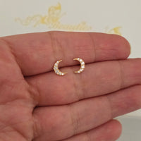 Diamond Crescent Stud Earrings
