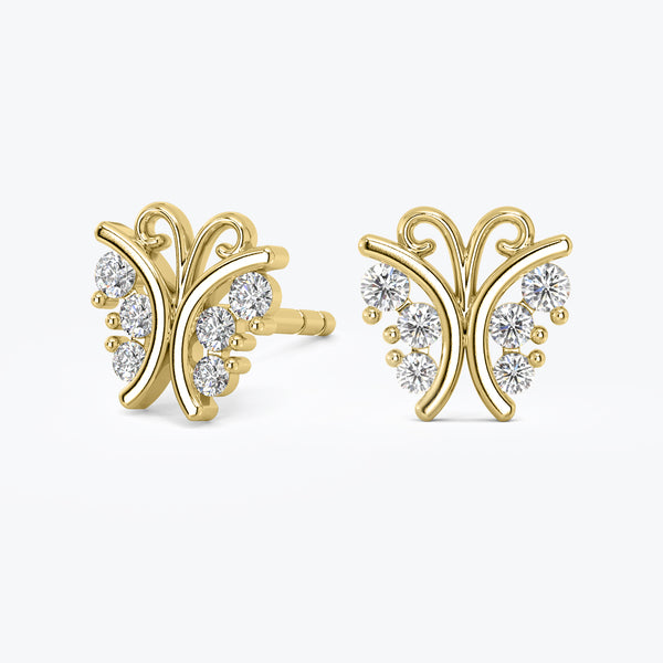 Minimalist Diamond Butterfly Earrings, Stud earrings