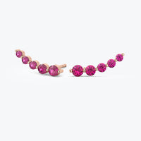 Curved Ruby Earrings, 14k Gold Studs, Ruby Studs, Ear Climber Earrings, Dainty Earrings, Minimalist Earrings, Ear Sweeps