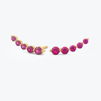 Curved Ruby Earrings, 14k Gold Studs, Ruby Studs, Ear Climber Earrings, Dainty Earrings, Minimalist Earrings, Ear Sweeps