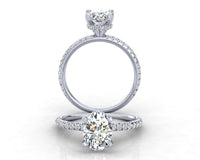 1.5 carat oval lab grown diamond hidden pavé engagement ring in 14K gold