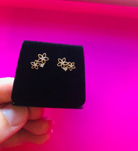 14k Gold Diamond Flower Earrings, Dainty Gold Earrings, Minimalist Earrings, Cute Earrings, Flower Earrings, Girls Earrings