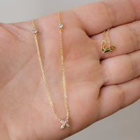 14k Solid Gold Marquise Diamond Flower Necklace, Bridal Pendant