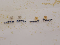 Curved Blue Sapphire Earrings, 14k Gold Studs, Blue Sapphire Studs, Ear Climber Earrings, Dainty Earrings, Minimalist Earrings, Curved Studs