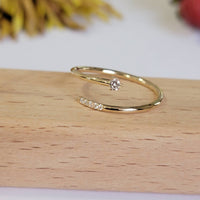 14k Solid Gold Spiral Diamond Ring, Diamond Wrap Ring, Spiral Ring, Dainty Diamond Ring, Minimalist Ring, Handmade Jewelry