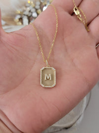 14K Yellow Gold & 0.26TCW Diamond Dog Tag Necklace