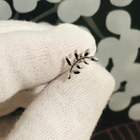 14k Gold Leaf studs, Leaf Branch Earrings, Olive Leaf Women Earrings in 14k Solid Gold