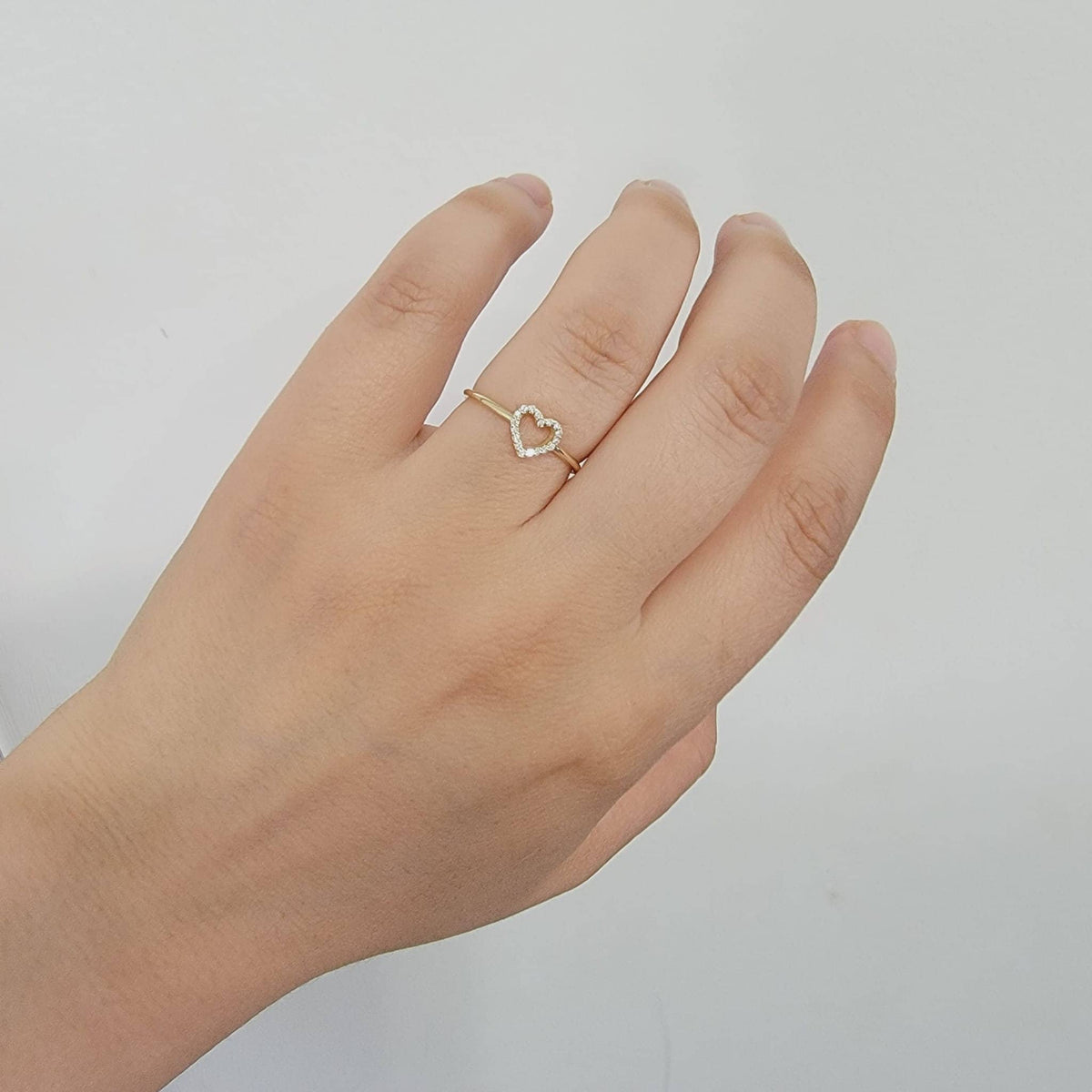 Diamond  Ring, 14K Solid Gold Open Heart Ring, Natural Diamond Band, Promise Ring,  Minimalist Gold Ring, 14k Promise Ring, White, Anika