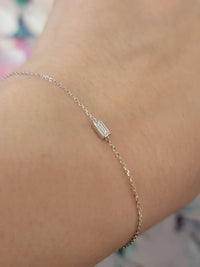 14K Gold Dainty Diamond Baguette Bracelet, One Diamond Bracelet, Minimalist Bracelet, Diamond Baguette Bracelet