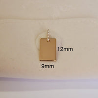 Solid Gold Dog Tag Charm, Diamond Initial Necklace, Engraved Pendant, Dog Tag Necklace, Personalized Jewelry, Simple Monogram Necklace Gold
