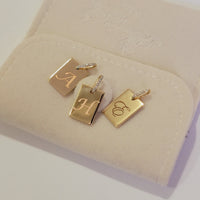 Solid Gold Dog Tag Charm, Diamond Initial Necklace, Engraved Pendant, Dog Tag Necklace, Personalized Jewelry, Simple Monogram Necklace Gold