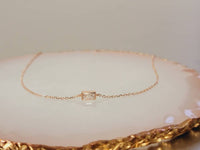 14K Gold Dainty Diamond Baguette Bracelet, One Diamond Bracelet, Minimalist Bracelet, Diamond Baguette Bracelet