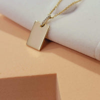 Solid Gold Dog Tag Charm, Diamond Initial Necklace, Engraved Pendant, Dog Tag Necklace, Personalized Jewelry, Simple Monogram Necklace Gold