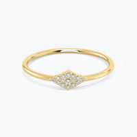 Diamond Ring, 14K Solid Gold Band, Handmade Bridal Rose Jewelry Gift,  White Rhombus Wedding Ring, Stacking Ring, Geometric Design  Ring