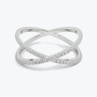 Delicate Pavé Diamond Crossover Fashion Ring In 14k Solid Yellow  Gold (0.30Ct. Tw.)