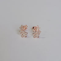 14k Gold Diamond Flower Earrings, Dainty Gold Earrings, Minimalist Earrings, Cute Earrings, Flower Earrings, Girls Earrings