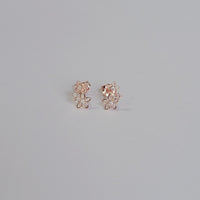 14k Gold Diamond Flower Earrings, Dainty Gold Earrings, Minimalist Earrings, Cute Earrings, Flower Earrings, Girls Earrings