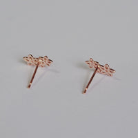 14k Gold Diamond Flower Earrings, Dainty Gold Earrings, Minimalist Earrings, Cute Earrings, Flower Earrings, Girls Earrings