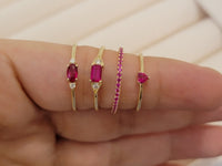 Ruby and Diamond Ring, Stackable Ring 14k Gold, Natural Ruby, Victorian Ruby Ring, July Birthstone Ring, Anniversary Gift, Statement Ring