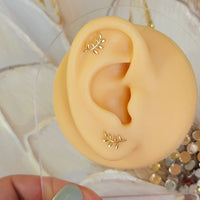 14k Gold Stud Earrings, Gold Leaf Earrings, Dainty Earrings, Gold Branch Earrings, Minimalist Earrings, Mother's day gift