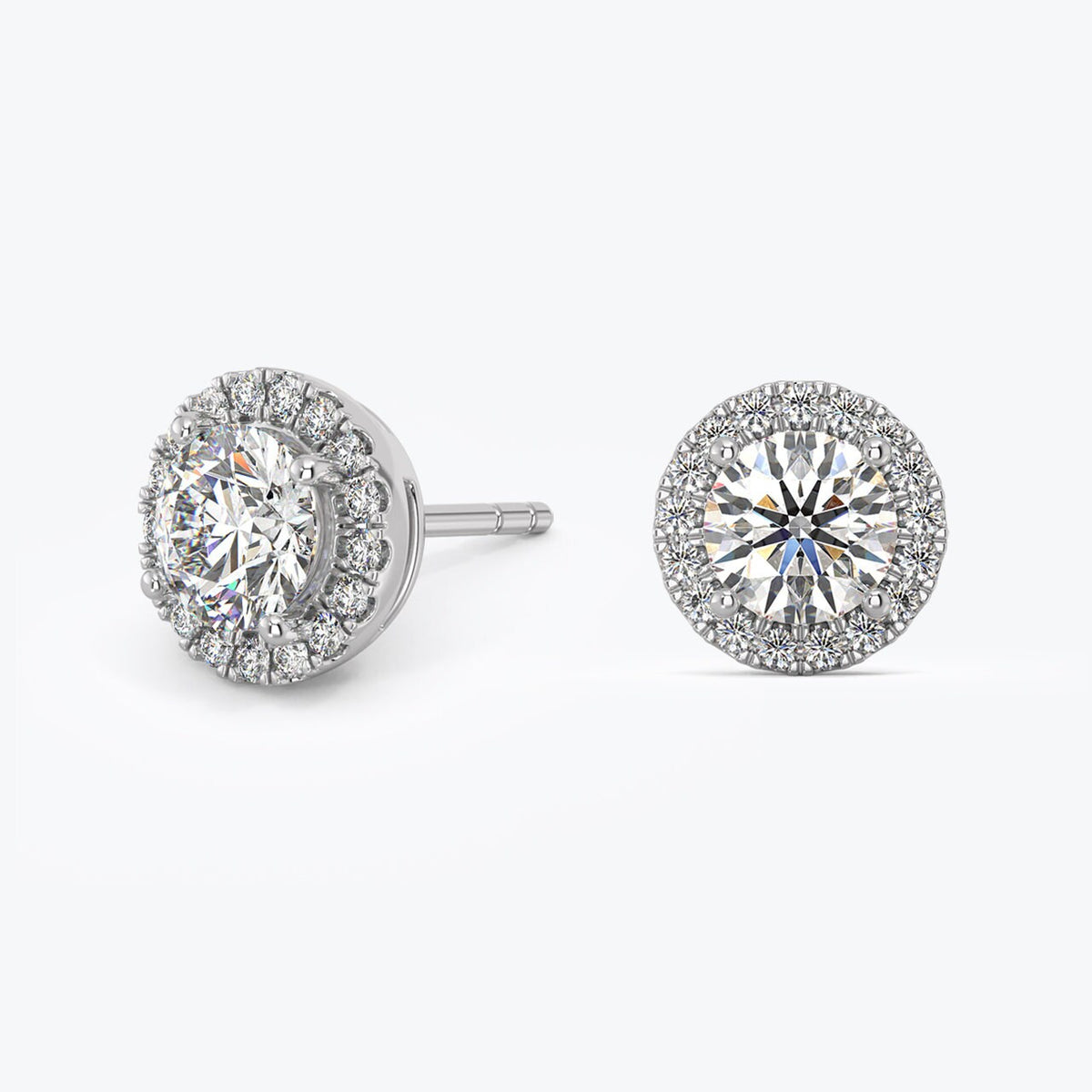 Round Lab-Grown Diamond Halo Stud Earrings — view 2