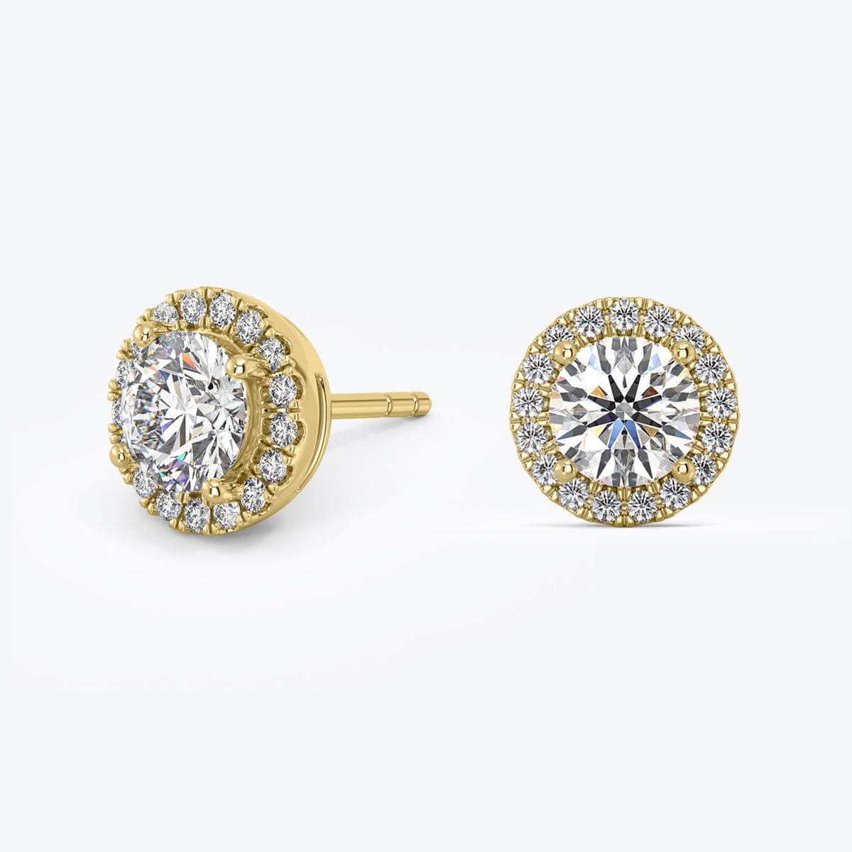 Round Lab-Grown Diamond Halo Stud Earrings — view 1