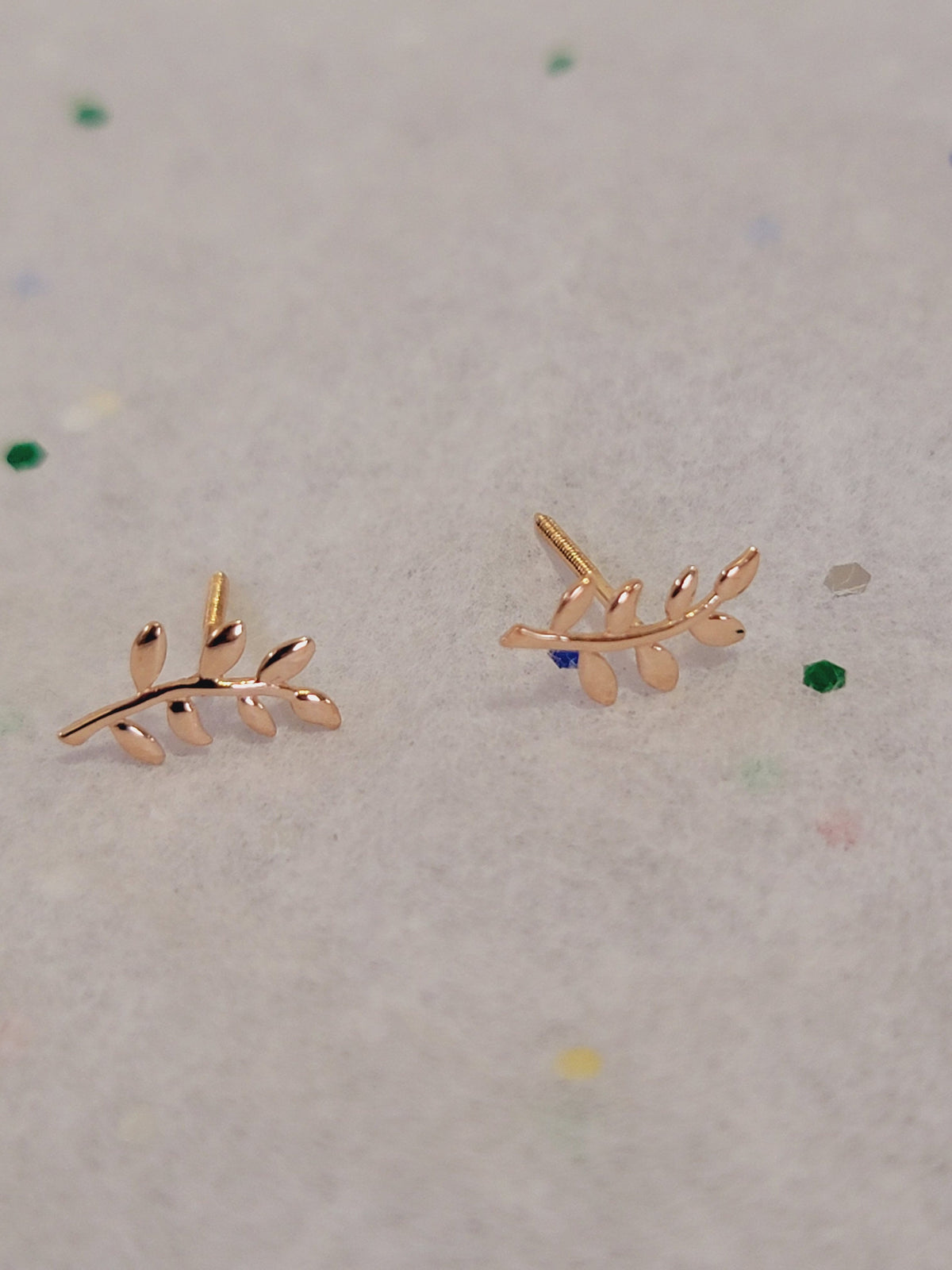 14k Gold Stud Earrings, Gold Leaf Earrings, Dainty Earrings, Gold Branch Earrings, Minimalist Earrings, Mother's day gift