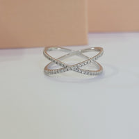 Delicate Pavé Diamond Crossover Fashion Ring In 14k Solid Yellow  Gold (0.30Ct. Tw.)