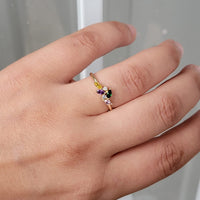 Birthstone Ring, 14k Gold Minimalist Gemstone Ring, Emerald, Amethyst, Topaz, Cluster Ring, Personalized Gift, Jewelry Gifts, 14k White Gold