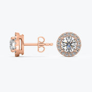 Round Lab-Grown Diamond Halo Stud Earrings — view 4