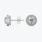 Round Lab-Grown Diamond Halo Stud Earrings — view 3