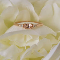 14K Gold Morganite Ring, Vintage Ring For Her,  Three Stone Engagement Ring, Anniversary Gift, Oval Art Deco Ring Wedding Ring, Gift For Her