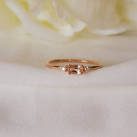 14K Gold Morganite Ring, Vintage Ring For Her,  Three Stone Engagement Ring, Anniversary Gift, Oval Art Deco Ring Wedding Ring, Gift For Her