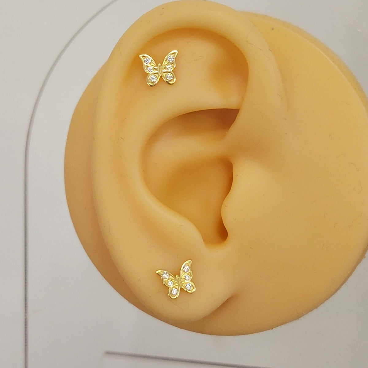 14k Solid Gold Diamond Butterfly Earrings, Small Diamond Studs, Everyday wear, Tiny Stud Earrings, Cute Stud Earrings, Gold Butterfly Stud