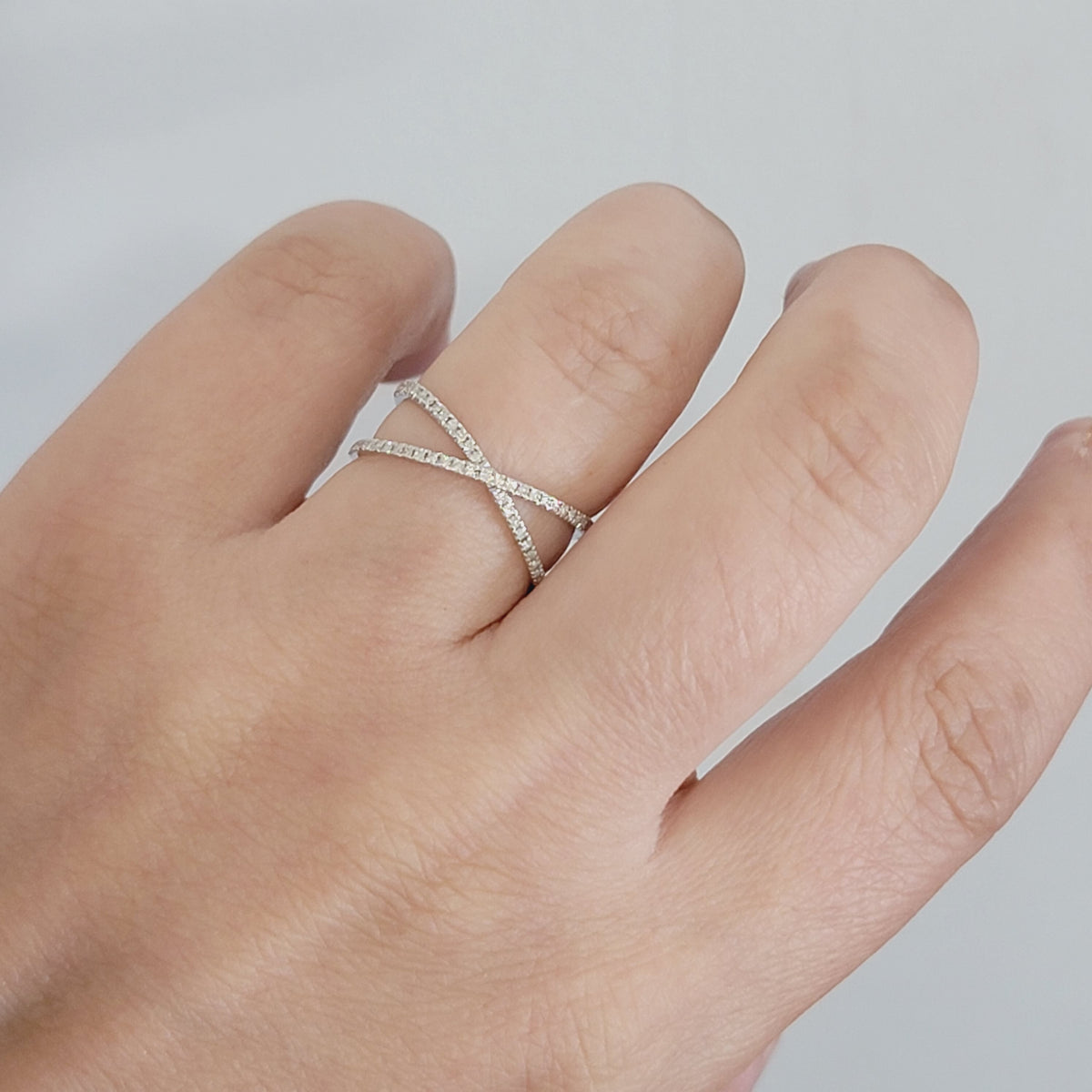 Delicate Pavé Diamond Crossover Fashion Ring In 14k Solid Yellow  Gold (0.30Ct. Tw.)