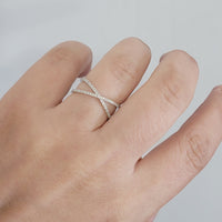 Delicate Pavé Diamond Crossover Fashion Ring In 14k Solid Yellow  Gold (0.30Ct. Tw.)