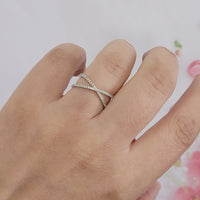 Delicate Pavé Diamond Crossover Fashion Ring In 14k Solid Yellow  Gold (0.30Ct. Tw.)