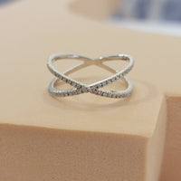 Delicate Pavé Diamond Crossover Fashion Ring In 14k Solid Yellow  Gold (0.30Ct. Tw.)