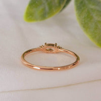 14K Gold Morganite Ring, Vintage Ring For Her,  Three Stone Engagement Ring, Anniversary Gift, Oval Art Deco Ring Wedding Ring, Gift For Her