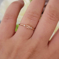14K Gold Morganite Ring, Vintage Ring For Her,  Three Stone Engagement Ring, Anniversary Gift, Oval Art Deco Ring Wedding Ring, Gift For Her