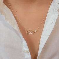 Diamond Necklace, 14k Solid Gold Natural Diamond Pavé Heart Necklace, Diamond Charm for women, Cluster Heart Necklace, Diamond jewelry, Tina