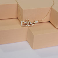 Diamond Necklace, 14k Solid Gold Natural Diamond Pavé Heart Necklace, Diamond Charm for women, Cluster Heart Necklace, Diamond jewelry, Tina