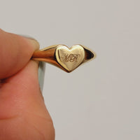 14k Solid Gold Heart Shape Signet Ring