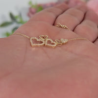 Diamond Necklace, 14k Solid Gold Natural Diamond Pavé Heart Necklace, Diamond Charm for women, Cluster Heart Necklace, Diamond jewelry, Tina