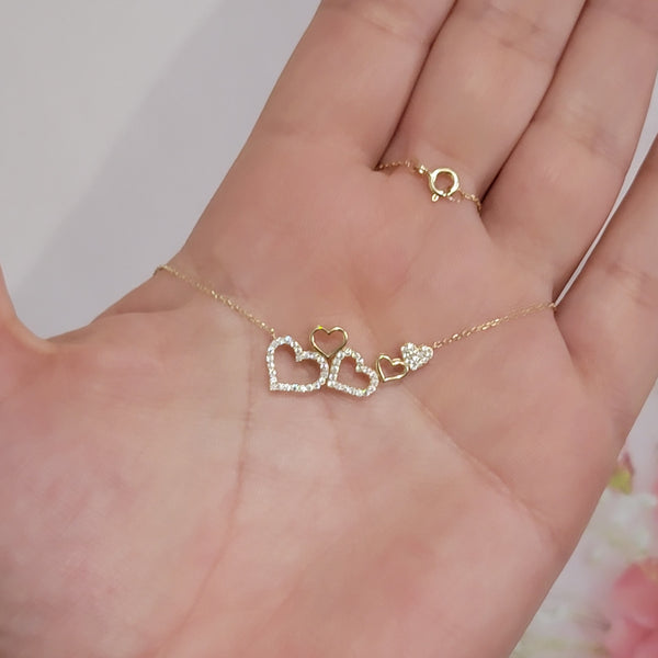 Diamond Necklace, 14k Solid Gold Natural Diamond Pavé Heart Necklace, Diamond Charm for women, Cluster Heart Necklace, Diamond jewelry, Tina
