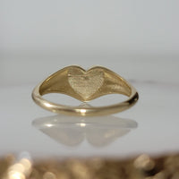14k Solid Gold Heart Shape Signet Ring