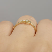 14k Gold Diamond Ring, Dainty Heart Ring, 0.06 Ct Diamond Ring, 1.5mm Gold Ring, Natural Diamonds, Stackable Ring, 14k White, Rose, Yellow